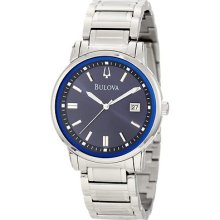 Bulova 96b160 Quartz Mens Highbridge Round Blue Dial Bracelet Dress Watch