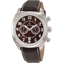 Bulova 96b161 Mens Adventurer Chronograph Leather Brown Dial Watch