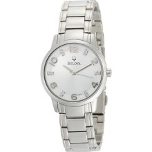 Bulova 96p111 Diamond Silver Dial Bracelet Women's Watch Wrist Size - 7