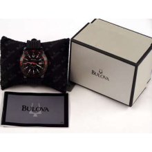 Bulova Authentic Watch Marine Star Red Black Pvd Rubber 98b164