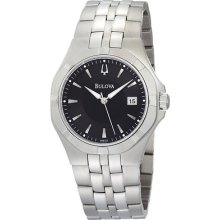 Bulova Black Dial Bracelet Date Stainless Steel Watch 96b123 Analog Men's