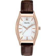 Bulova Ladies Rose Gold-tone Tonneau Dress Watch 97l114