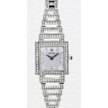 Bulova Ladies` Swarovski Crystal Square Dial Dress Watch