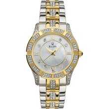 Bulova Ladies Two Tone Bracelet with White Mother of Pearl Dial Watch