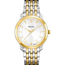 Bulova Ladies Two Tone Stainless Steel Case and Bracelet Classic Dress Silver Dial 98L160