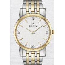 Bulova Men`s 2-tone Stainless Steel Diamond Dress Watch