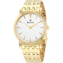 Bulova Men's Dress Classic Goldtone Silver/white Dial Quartz Watch 97a102