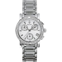 Bulova Stainless Steel Chronograph Diamonds Ladies Watch 96r19