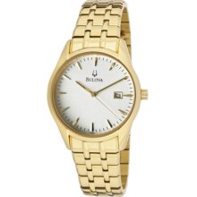 Bulova Watches Men's Silver Dial Gold Tone Ion Plated Stainless Steel