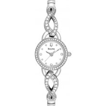 Bulova Watches Women's White Crystal Silver Dial Stainless Steel Watch