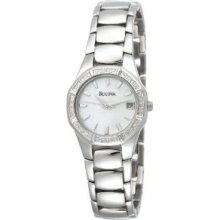 Bulova Women's 16 Genuine Diamond Accent Mother Of Pearl & Date Women's Watch