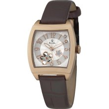 Bulova Womens BVA Series Automatic Rose Gold-Tone Flower 97P101