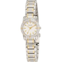Bulova Womens Highbridge Diamond Analog Stainless Watch - Two-tone Bracelet - Silver Dial - 98R155