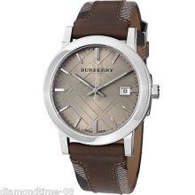 Burberry Check Leather On Canvas Strap Unisex Watch Bu9020