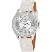 Burgi Women's Diamond Classic Stainless Steel GMT Date Strap