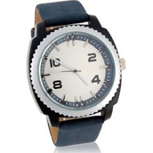 Caite Stylish Round Dial Leather Band Analog Watch (Blue)
