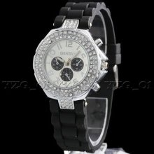 Candy Colors Fashion Lady Women Silicone Quartz Crystal Wrist Watch Watches