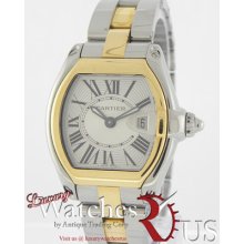 Cartier Roadster Small Stainless Steel 18k Yellow Gold Silver Dial W62026y4