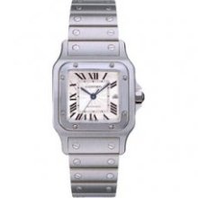 Cartier Santos Steel Automatic Mens Watch Silver Dial W20055D6 Perfect