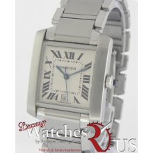 Cartier Tank Francaise Large Size Steel On Bracelet Automatic White Dial