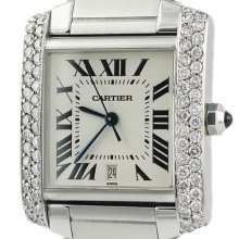 Cartier Tank Francaise Stainless Steel Diamond Swiss Made Automatic Men's Watch