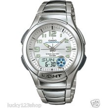 Casio Ana Digital Watch 10 Yrs Bat Aq180wd Aq-180wd-7b White
