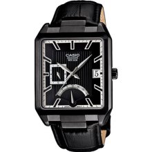 Casio Bem-309bl-1av Beside Mens Quartz Analog Leather Watch Classic Black