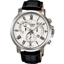 Casio Black Beside Chronograph Watch Leather Band Bem-506bl-7
