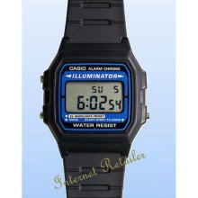 Casio Brand Name Sport Mens Black Digita Watch Backlight Alarm Calender F105