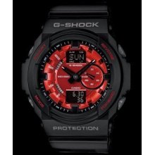 Casio G-shock Ga150mf-1 Black Red Dial Analog Digital