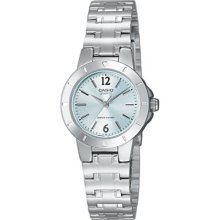 Casio Ltp-1177A-3Aef Ladies Watch Quartz Analogue Green Dial Silver Steel Strap