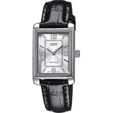 Casio Ltp-1234L-7Aef Ladies Watch Quartz Analogue White Dial Black Leather Strap