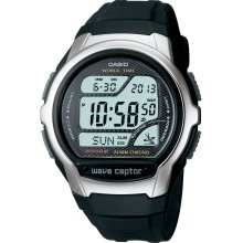 Casio Mens Calendar Day/Date Multi-Function Atomic Watch w/Digital Dial and Black Band