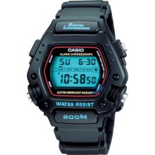 Casio Mens Calendar Day/Date Chronograph Watch with Aqua Dial and Black Resin Band