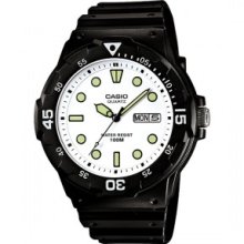 Casio Men's Core MRW200H-7EV Black Resin Quartz Watch with White Dial