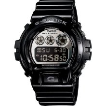 Casio Mens G-Shock Plastic Watch - Black Rubber Strap - Silver Dial - DW6900NB-1