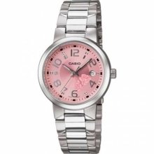Casio Women's Core LTP1292D-4A Silver Stainless-Steel Quartz Watch with Pink Dial