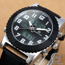 Caven Noni Men Fashion Alarm Leather Date Day Stopwatch Quartz Sport Wrist Watch