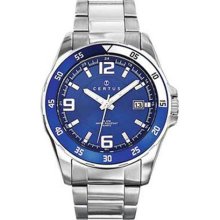 Certus Paris stainless steel men's blue dial date watch ...