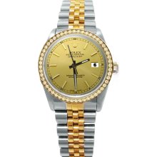 Champagne stick dial diamond bezel date just watch Rolex datejust jubilee