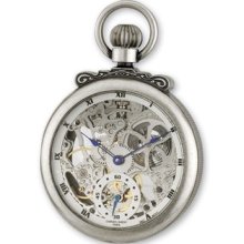 Charles Hubert Antique Chrome Finish Brass Skeleton Pocket Watch Xwa3339