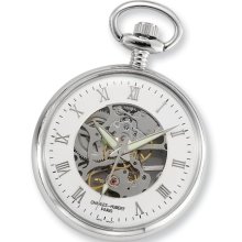 Charles Hubert Chrome-finish Off-White Ceramic Dial Pocket Watch