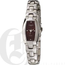 Charles Hubert Classic Ladies Silver Tone Brown Dial Modern Fashion Watch 6745-W