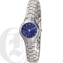 Charles Hubert Classic Ladies Silver Tone Round Blue Dial Modern Fashion Watch 6751