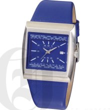 Charles Hubert Classic Ladies Square Blue Dial Modern Fashion Watch with US States Timings 3771-E