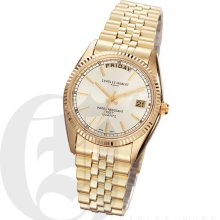 Charles Hubert Classic Mens Gold Tone Champagne Dial All Weather Watch with Day and Date 3400-OY