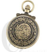 Charles Hubert Gold-Plated Antiqued Finish Hunter Case Mechanical Pocket Watch 3865-G