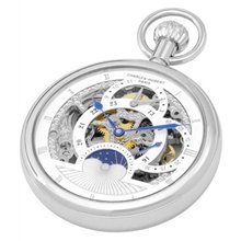 Charles-Hubert Mechanical Dual Time Pocket Watch with Sun-Moon Dial #3816W