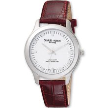 Charles Hubert Mens Brown Leather Band White Dial Watch XWA3316