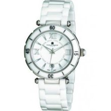 Charles-Hubert- Paris 3879-W Stainless Steel Case and Ceramic Band Quartz Watch